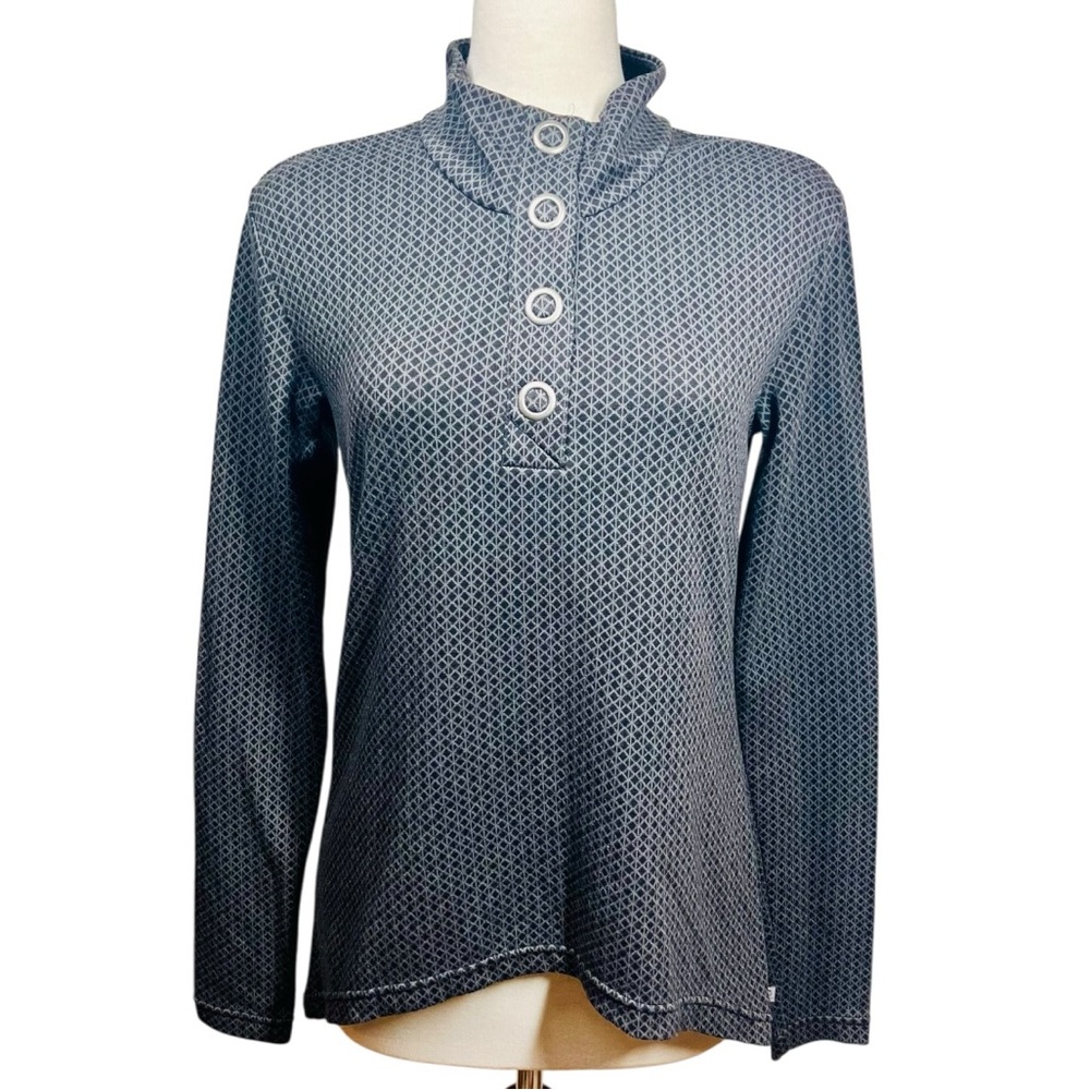 Merrell Black and Gray Indira Snap Placket Pullover Top Women's Size Medium